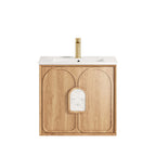 Laguna MK II Natural Woodland Oak Wall Hung Single Basin Vanity Ceramic Top