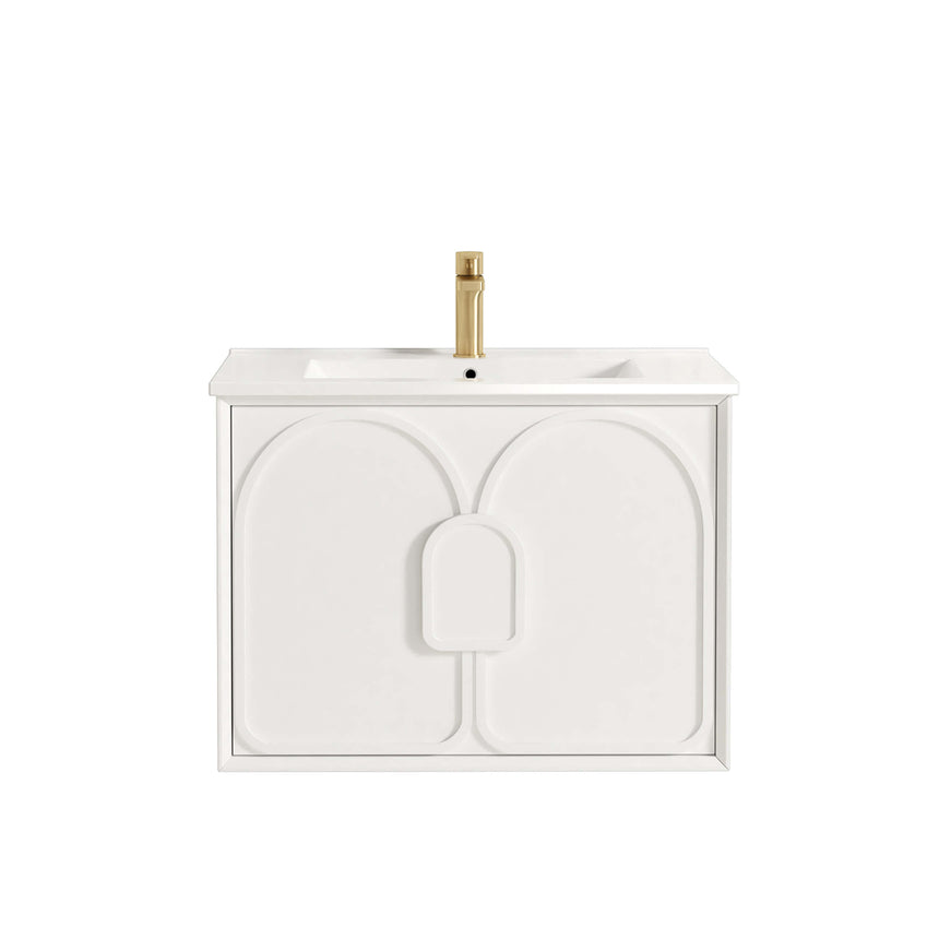 Otti Laguna MK II 750mm matte white wall-hung vanity by Tilemall, front elevation view