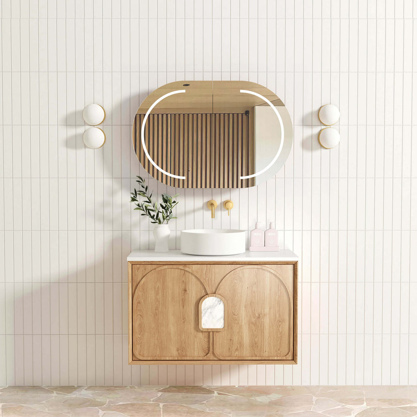 Otti Laguna MK II natural woodland oak 900mm wall-hung vanity by Tilemall with double basins
