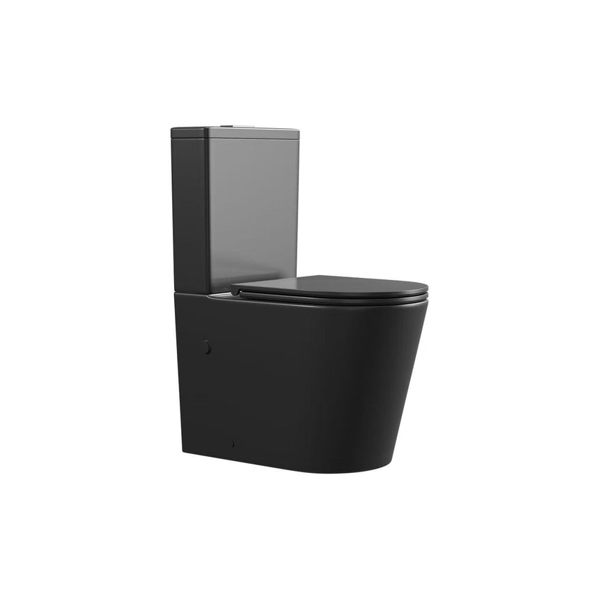 Lukka Acadia Full Rimless Wall Faced Toilet Suite Matte Black by Tilemall
