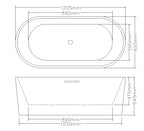 Agena Acrylic Freestanding bath Overflow 1205mm Gloss White