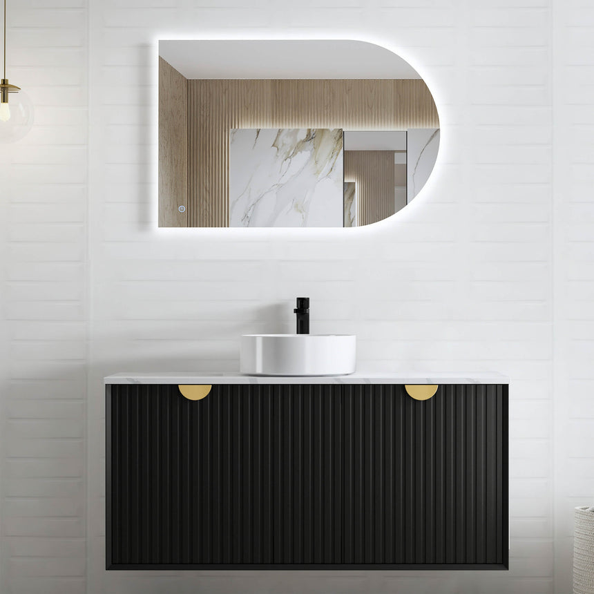Marlo Single Basin Vanity Vanity Otti Australia 1200mm Solid Surface Cloudy Carrara-20mm Above Counter