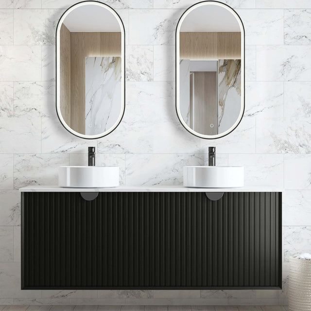 Marlo Double Basin Vanity Vanity Otti Australia 1500mm Solid Surface Cloudy Carrara-20mm Above Counter