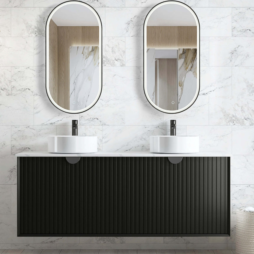 Marlo Double Basin Vanity Vanity Otti Australia 1500mm Solid Surface Cloudy Carrara-20mm Above Counter
