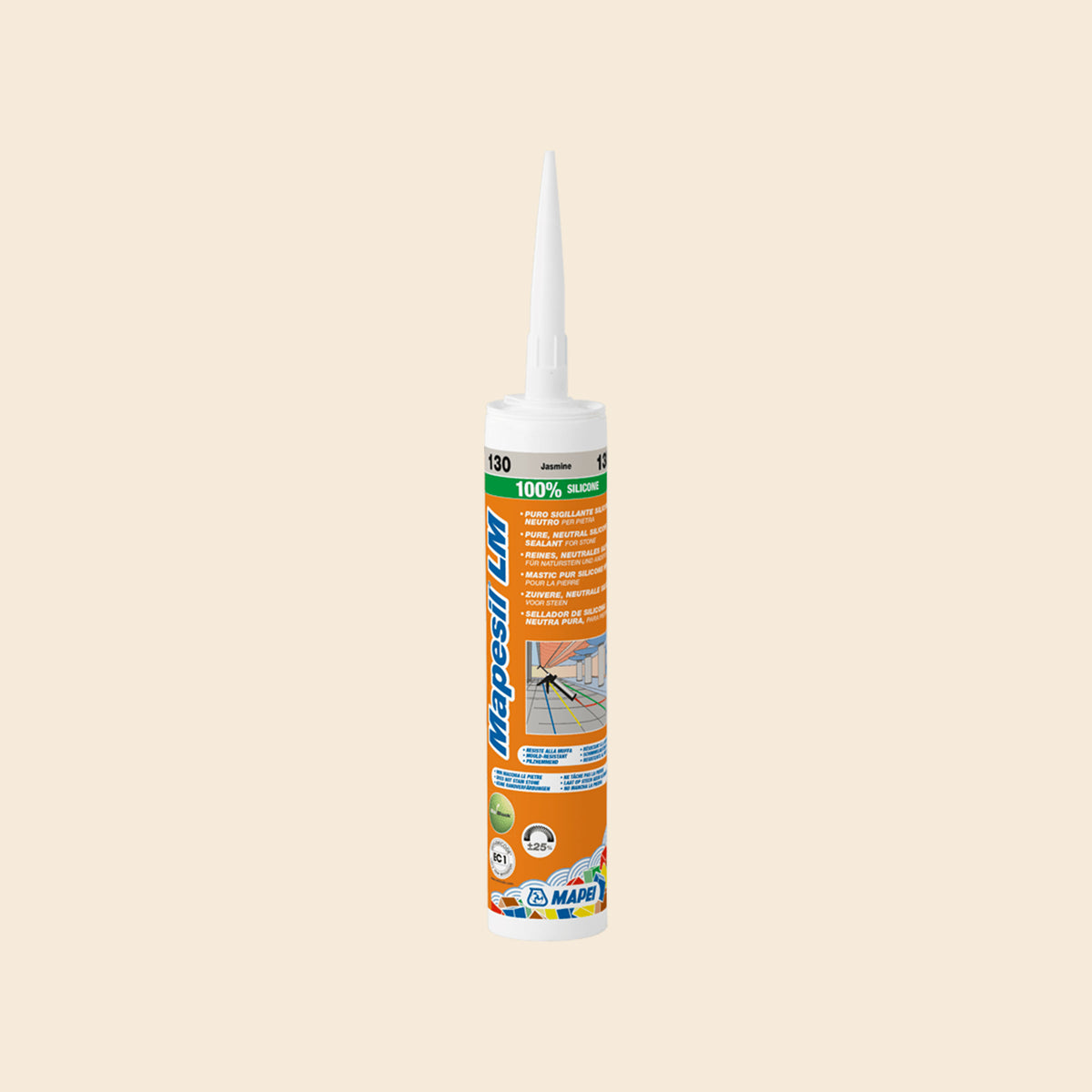 Mapei Silicone LM 310ml 130 jasmine 310ml cartridge by Tilemall, 100% silicone sealant