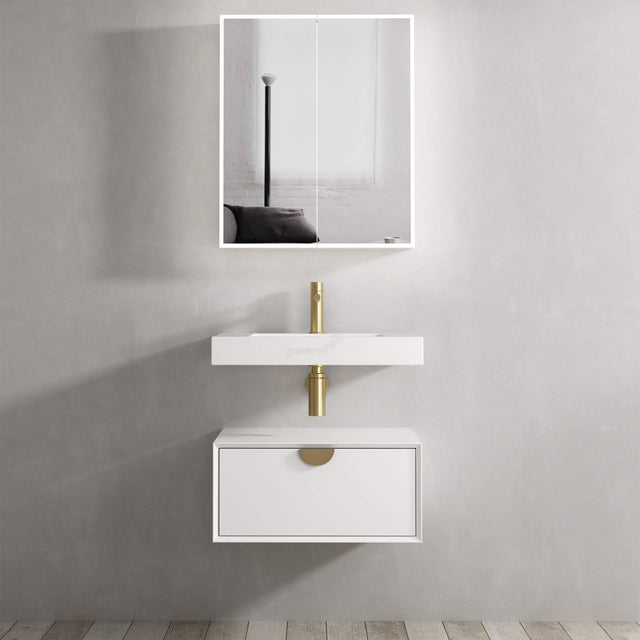 Moonlight Single Basin Vanity with Solid Surface Basin Vanity Otti Australia 600mm