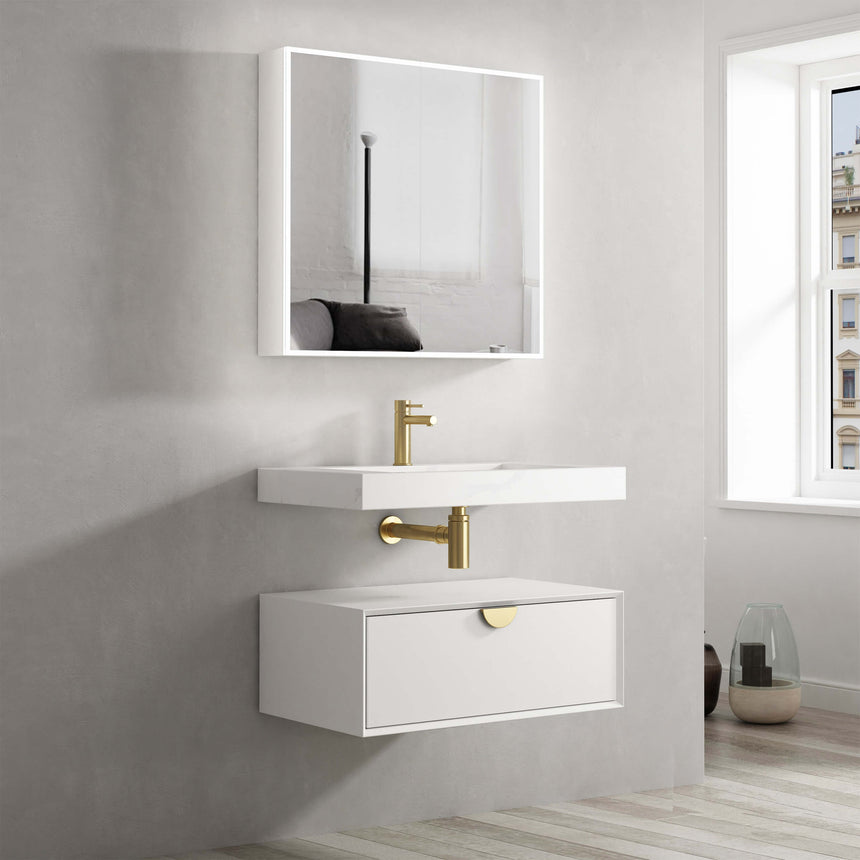 Moonlight Single Basin Vanity with Solid Surface Basin Vanity Otti Australia