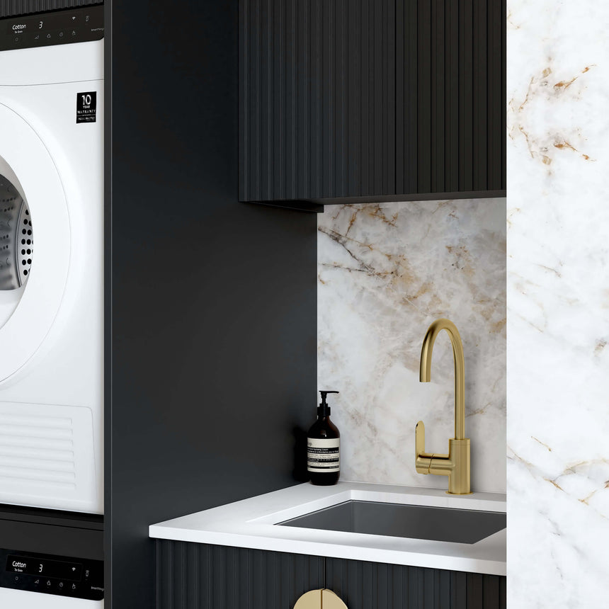 Technical drawings of Otti Marlo 632mm cabinet front, side and perspective views by Tilemall (view 3)