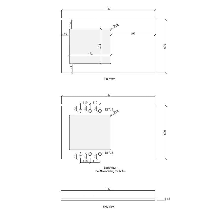 Quartz stone countertop finish options for Otti Marlo: Quartz Aterra, Pure White, Natural Carrara by Tilemall (view 2)