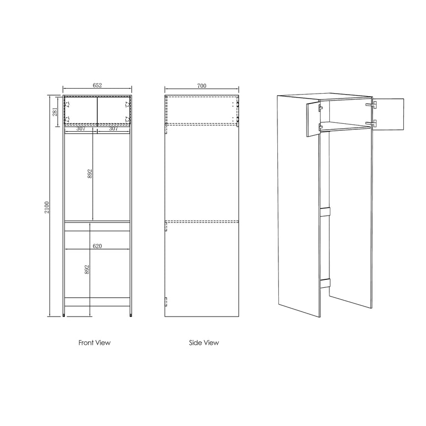 Interior view of Marlo laundry sink cabinet with adjustable shelf and open door by Tilemall