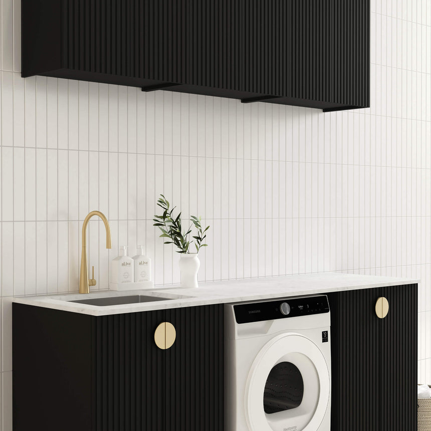 Otti Marlo configuration diagram showing base and wall cabinets with tall washing machine unit by Tilemall