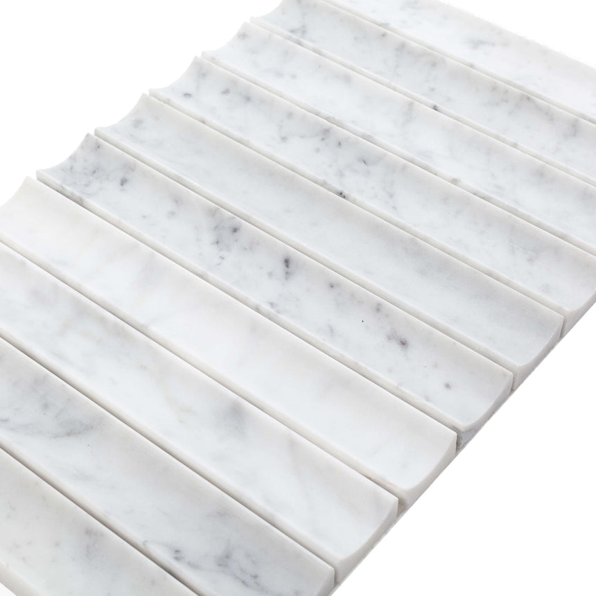 Natural Marble Mosaic Concave 198x318 Carrara Honed Marble Mosaic Tilemall