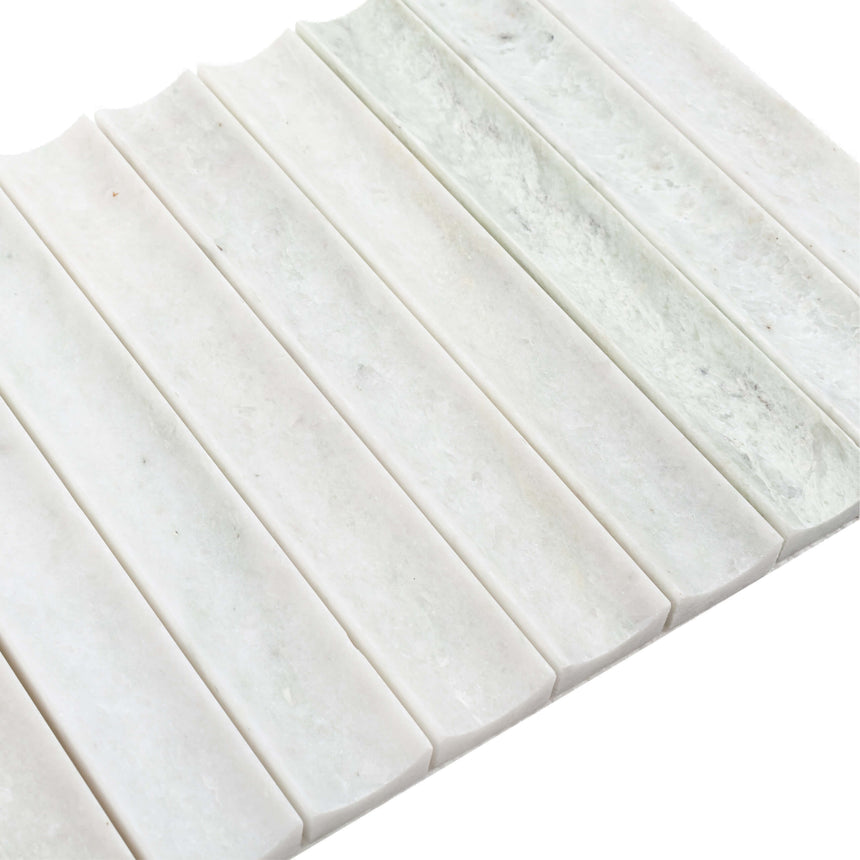Natural Marble Mosaic Concave 198x318 Ming Green Honed Marble Mosaic Tilemall