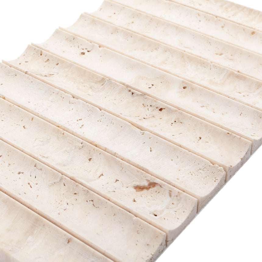 Natural Marble Mosaic Concave 198x318 White Travertine Honed Marble Mosaic Tilemall