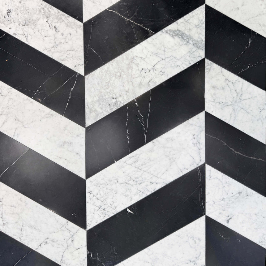 Natural Marble Tile Chevron 250x660 Nero Marquina Honed A Marble Mosaic Tilemall