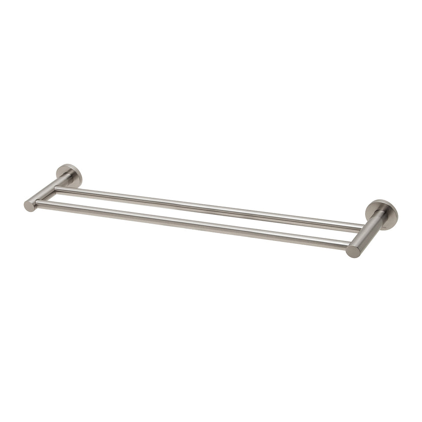 Phoenix Radii 600mm double towel rail with round plate brushed nickel by Tilemall
