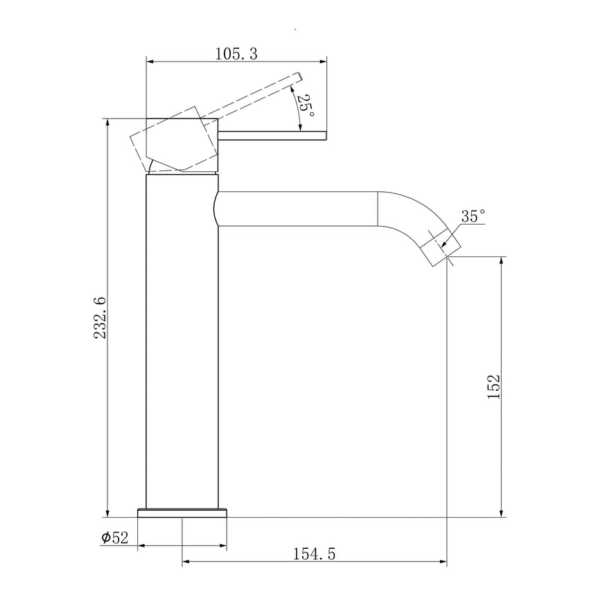 Nero Mecca Mid Tall Basin Mixer Gun Metal Tapware Nero