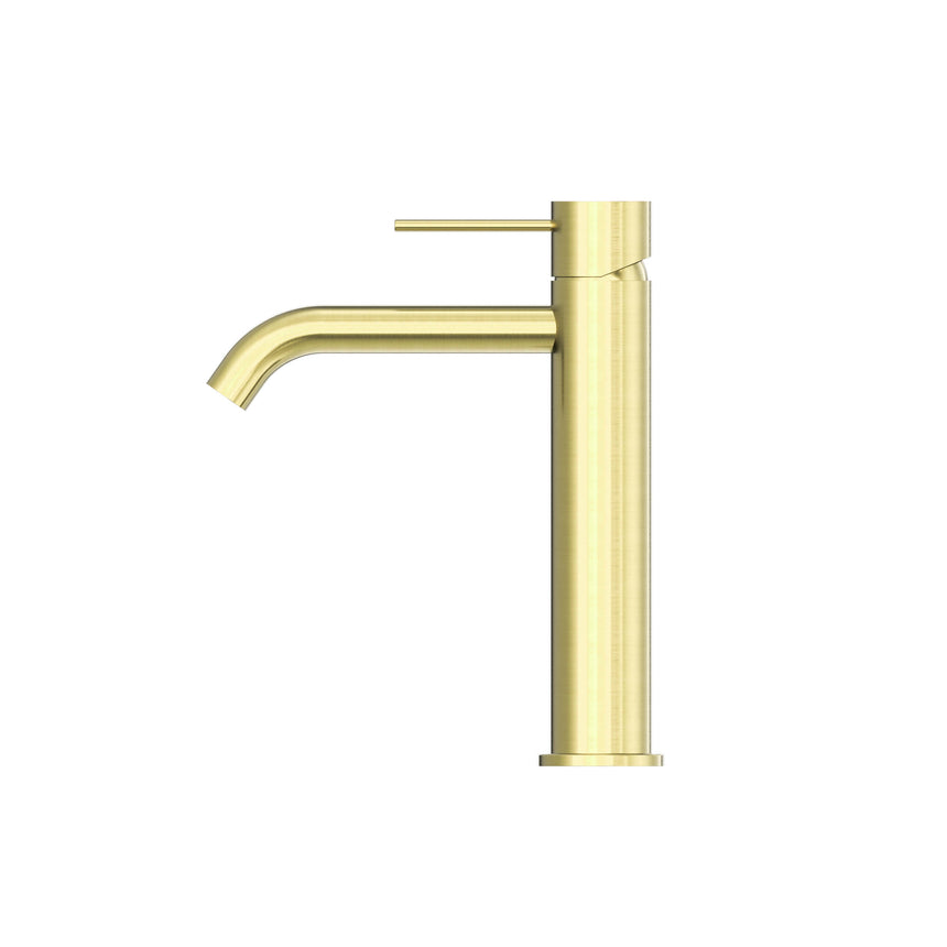 Nero Mecca Mid Tall Basin Mixer Brushed Yellow Gold Tapware Nero