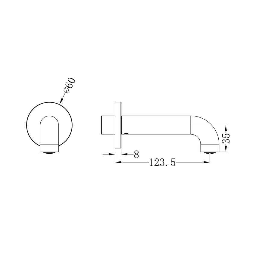 Nero Mecca Bath/Basin Spout Only 120mm Chrome Bath Spout Nero