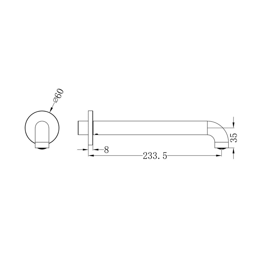 Nero Mecca Bath/Basin Spout Only 230mm Matte Black Bath Spout Nero