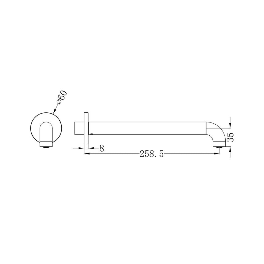Nero Mecca Bath/Basin Spout Only 260mm Brushed Nickel Bath Spout Nero