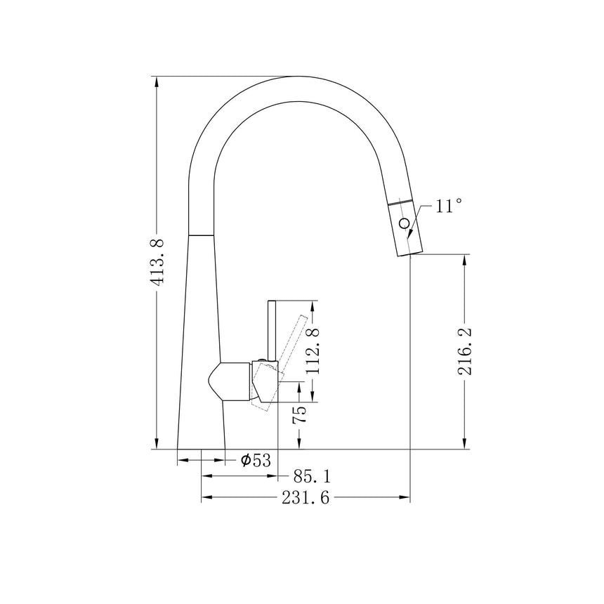 Nero Dolce Pull Out Sink Mixer With Vegie Spray Function Brushed Yellow Gold Tapware Nero
