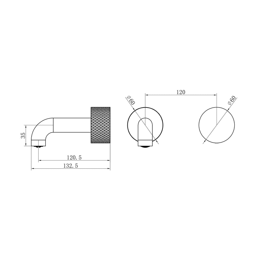 Nero Opal Progressive Wall Basin/Bath Set 120mm Spout  Graphite Tapware Nero
