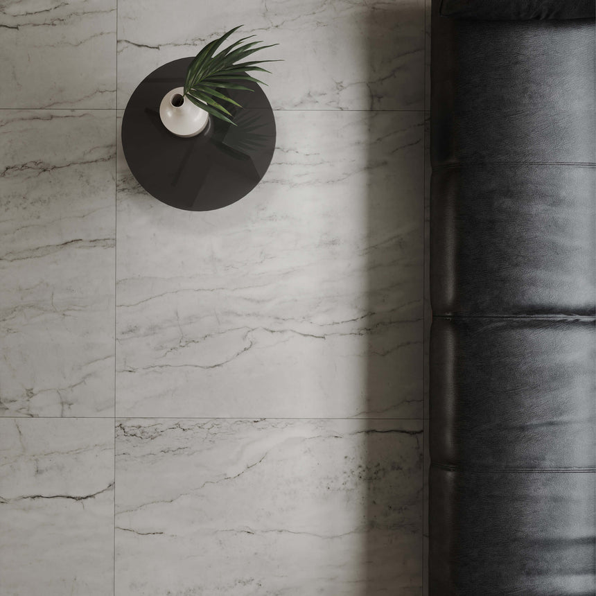 X12 1200x1200 Satin Carrara White Marble Look Tiles Tilemall