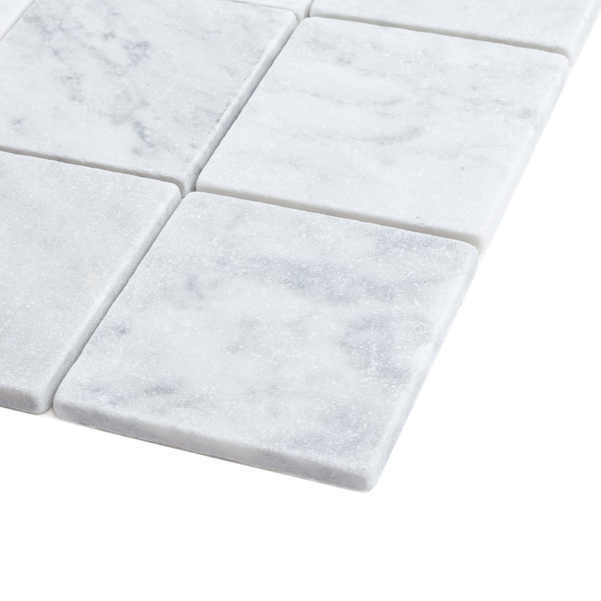 Natural Marble Mosaic Square 100x100 Carrara Tumbled Marble Mosaic Tilemall