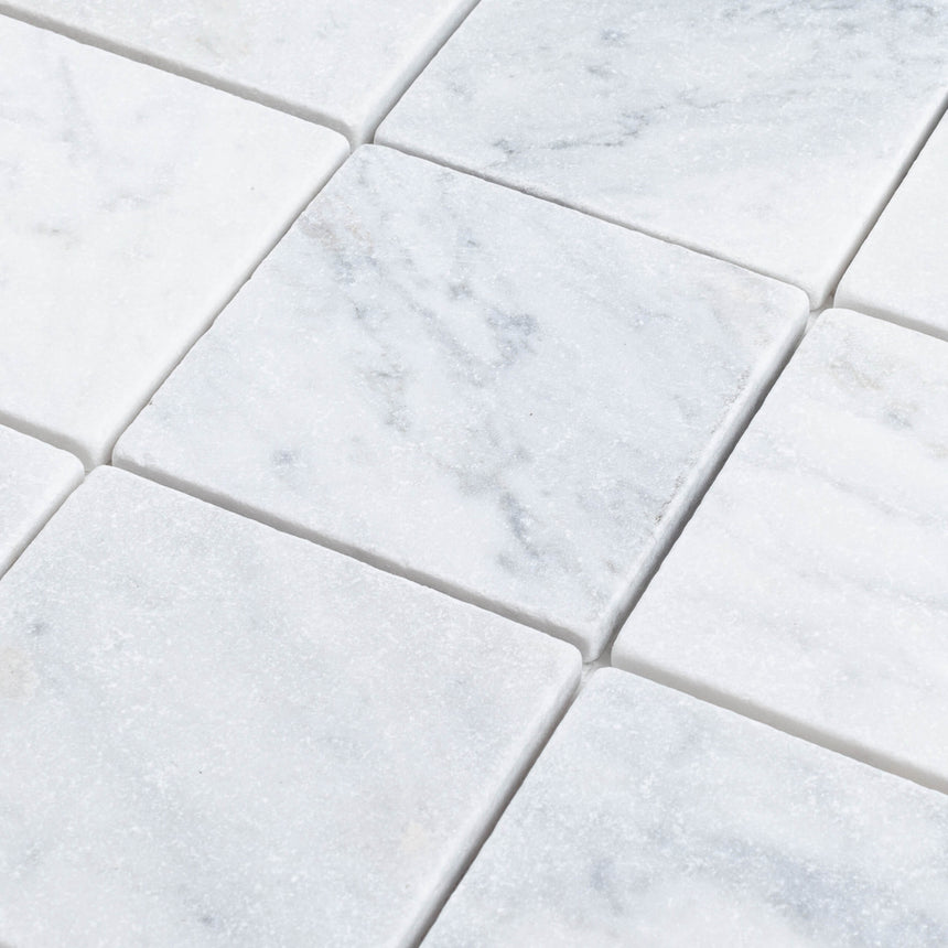 Natural Marble Mosaic Square 100x100 Carrara Tumbled Marble Mosaic Tilemall