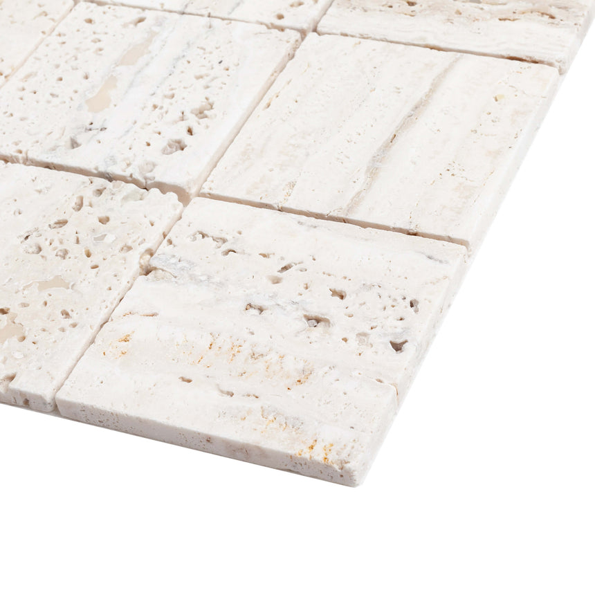 Natural Marble Mosaic Square 100x100 White Travertine Tumbled Marble Mosaic Tilemall