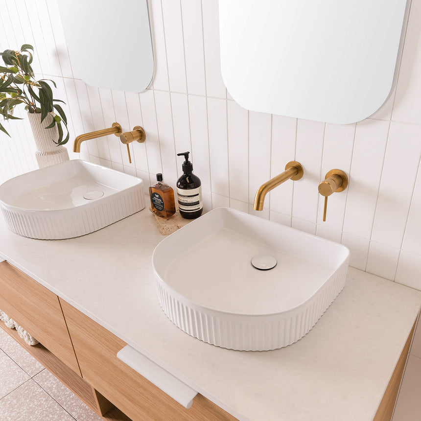 ADP Arch Fluted Above Counter Basin Gloss White Bathroom Basin ADP