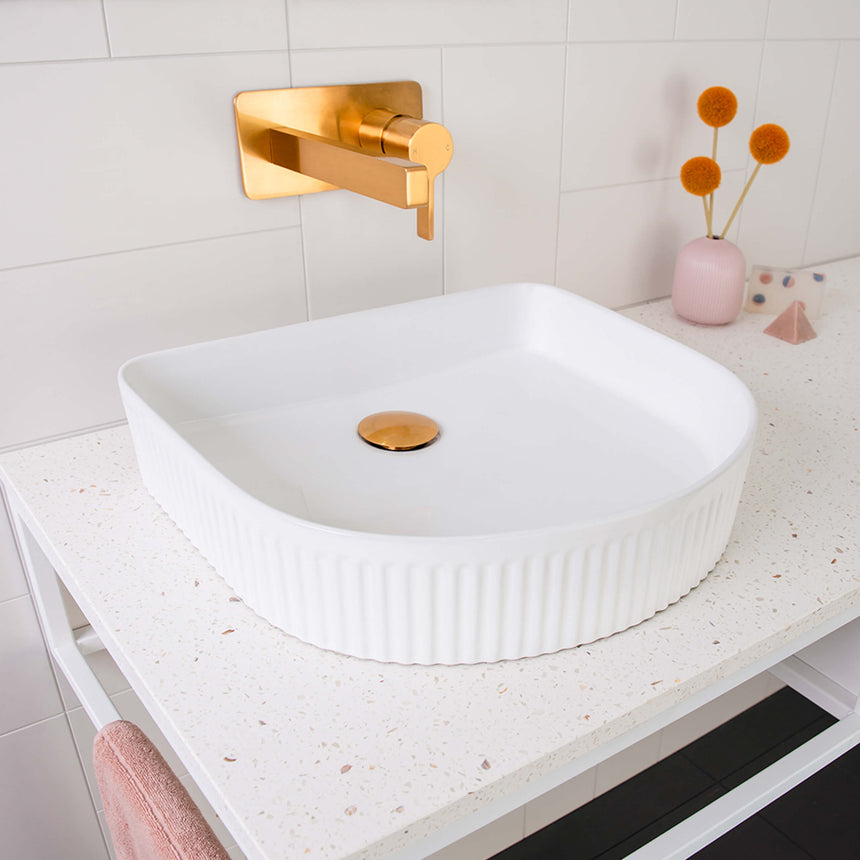 ADP Arch Fluted Above Counter Basin Matt White Bathroom Basin ADP