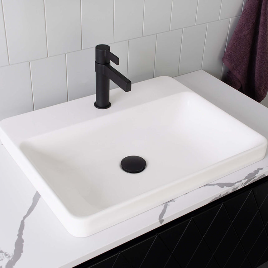 ADP Courage Semi Inset Basin Matte White Bathroom Basin ADP