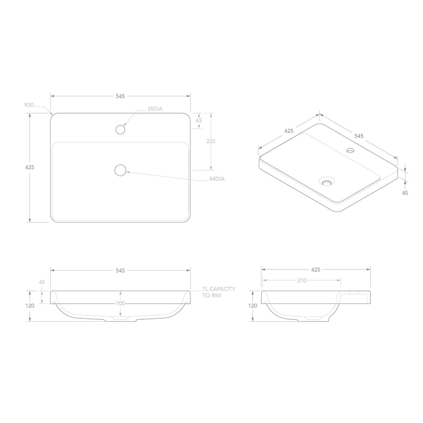 ADP Courage Semi Inset Basin Matte White Bathroom Basin ADP