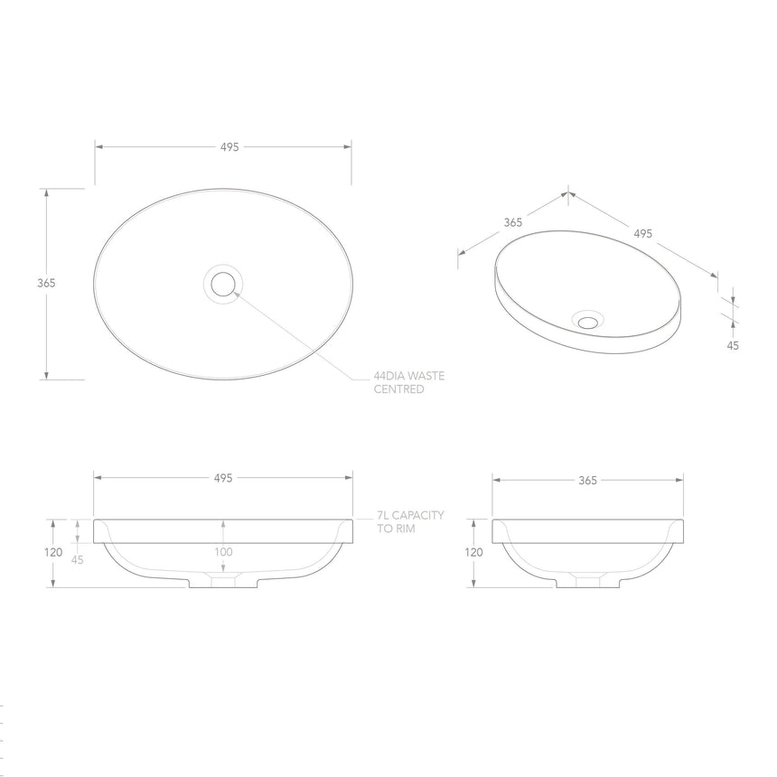 ADP Dignity Semi Inset Basin Matte White Bathroom Basin ADP