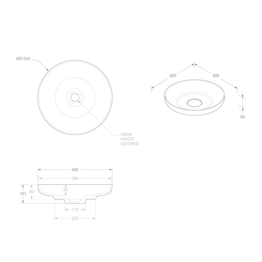 ADP Flume Above Counter Basin Matte White Bathroom Basin ADP