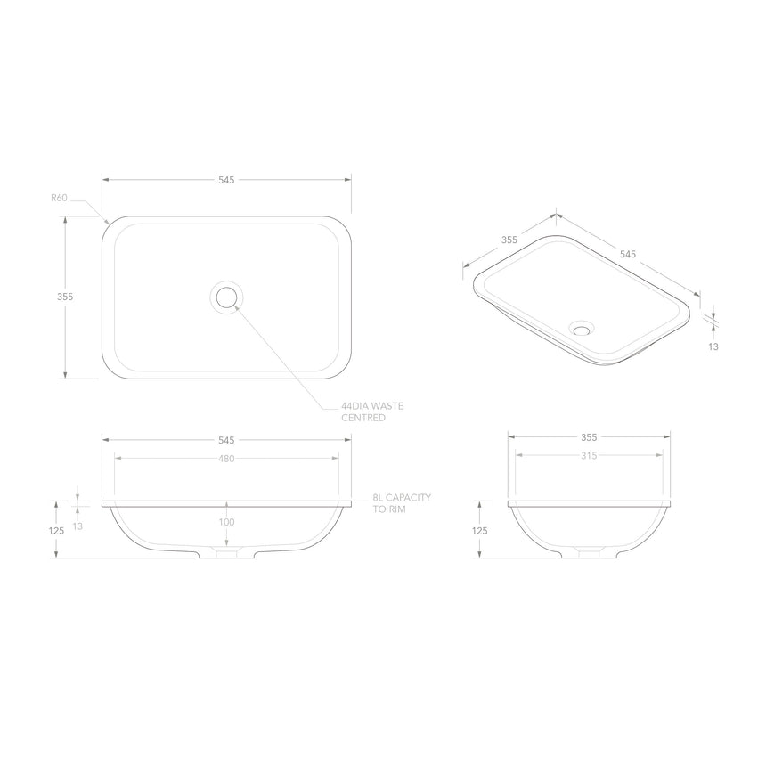 ADP Glory UC/Inset Basin Matte White Bathroom Basin ADP