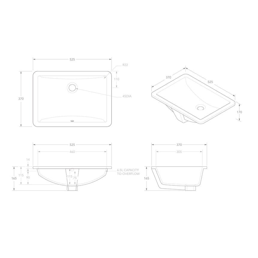 ADP Gravity Under Counter Basin Gloss White Bathroom Basin ADP