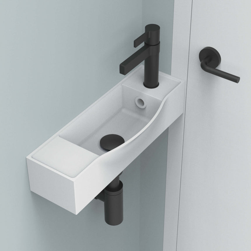 ADP Halo Wall Basin Gloss White Right Tap Hole Bathroom Basin ADP