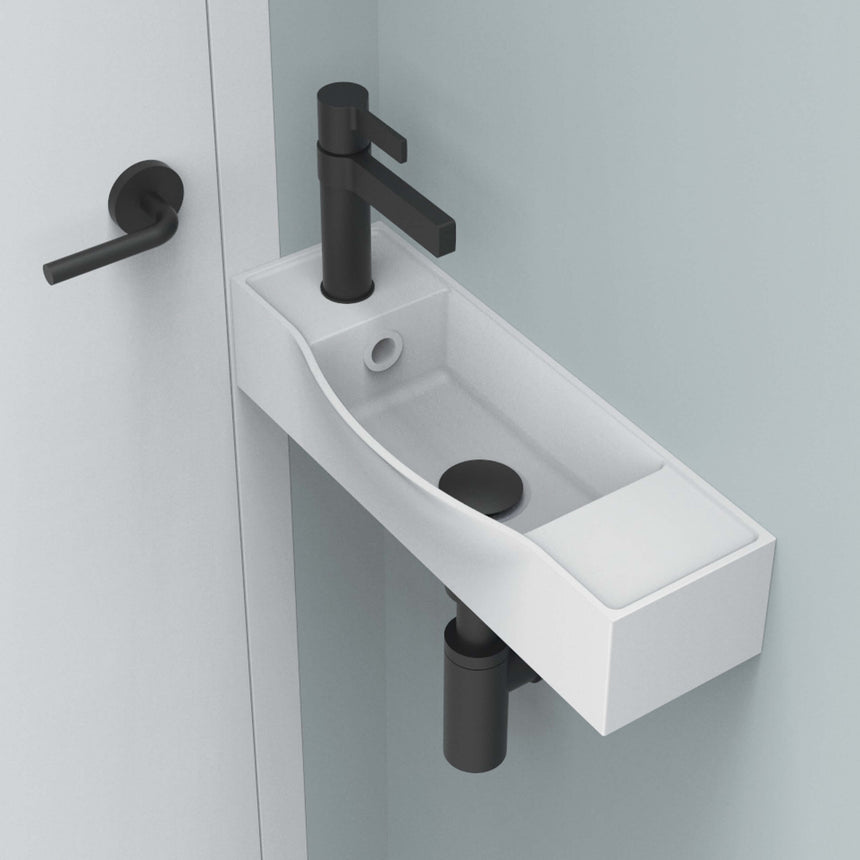 ADP Halo Wall Basin Matte White Left Tap Hole Bathroom Basin ADP
