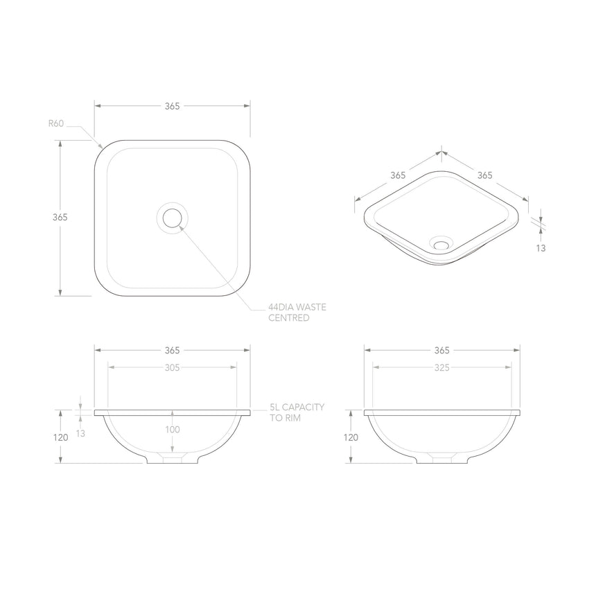 ADP Honour Under-Counter Inset Basin Matte White Bathroom Basin ADP