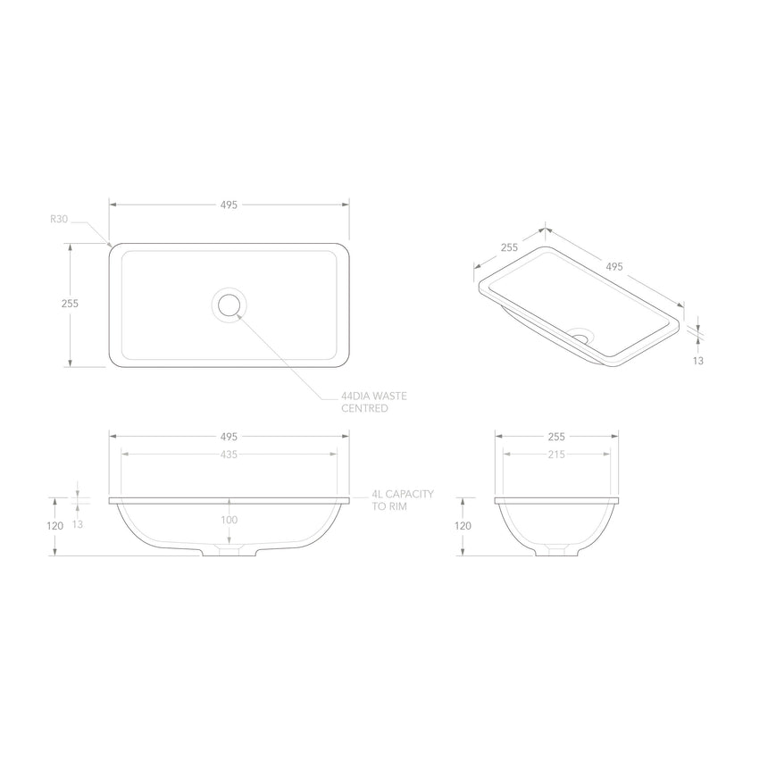 ADP Hope Under-Counter Inset Basin Gloss White Bathroom Basin ADP
