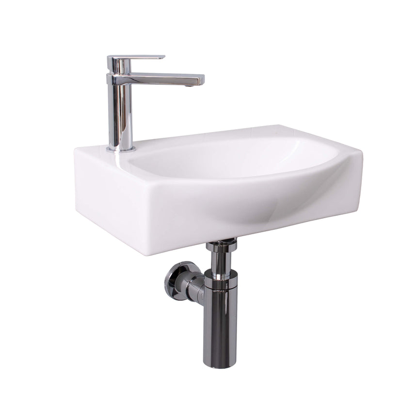 ADP Humphrey Semi Rceseed Wall Basin Gloss White with Tap Hole Bathroom Basin ADP Default Title