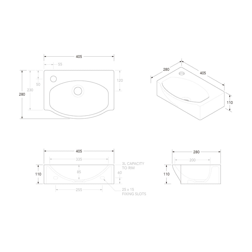 ADP Humphrey Semi Rceseed Wall Basin Gloss White with Tap Hole Bathroom Basin ADP