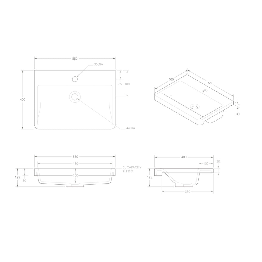 ADP Integrity Semi Recessed Basin Gloss White Bathroom Basin ADP