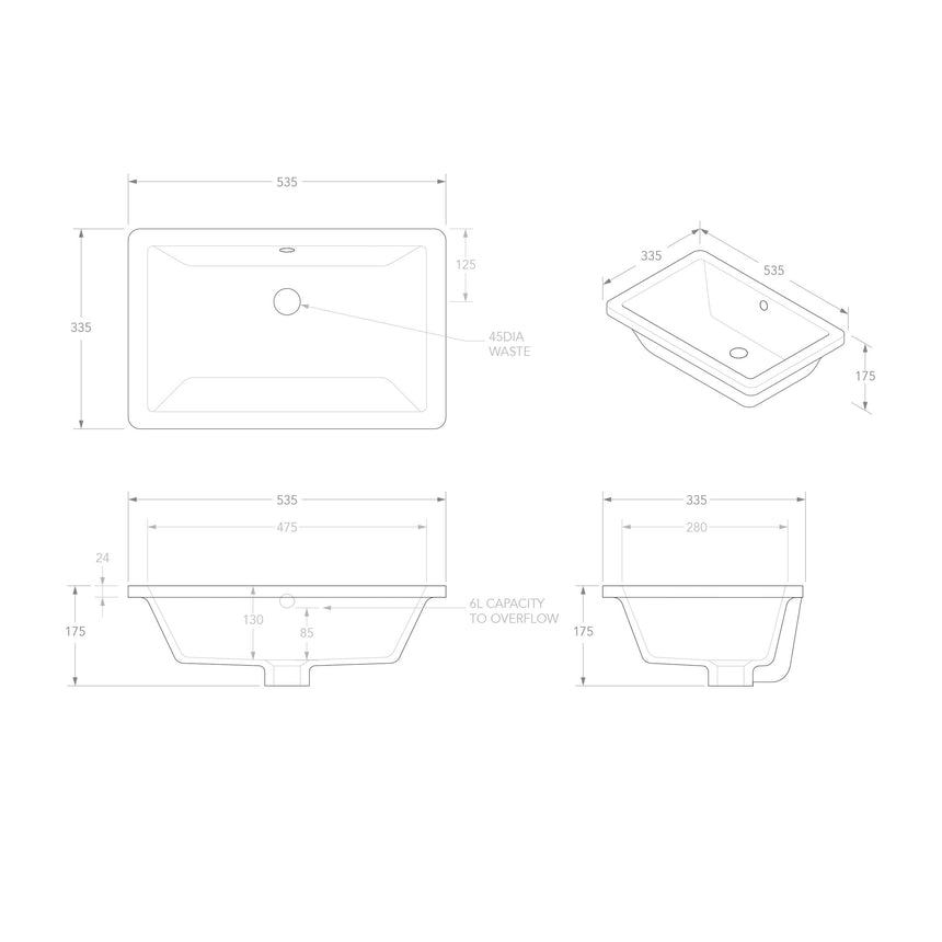 ADP Link Under Counter Basin Gloss White Bathroom Basin ADP