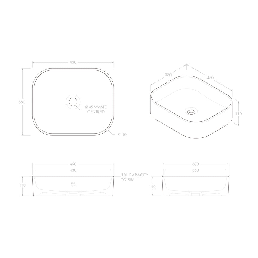 ADP Louie Above Counter Basin Gloss White Bathroom Basin ADP