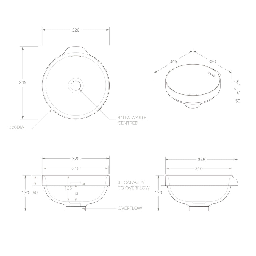 ADP Luka Semi Inset Basin Matte White Bathroom Basin ADP