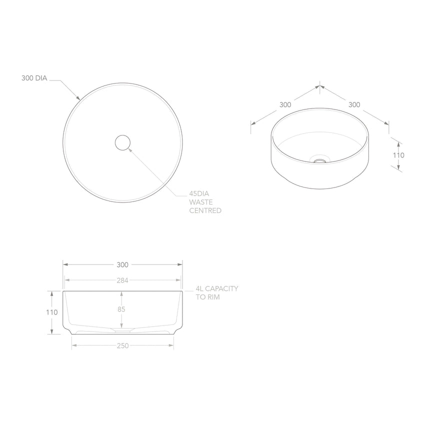 ADP Maggie Above Counter Basin Matte White Bathroom Basin ADP
